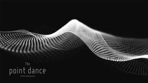 Vector abstract monochrome particle wave, points array, shallow depth of field Stock Illustration