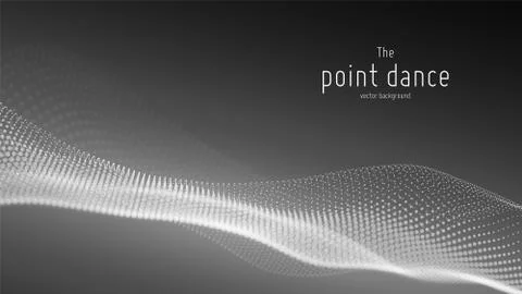 Vector abstract monochrome particle wave, points array, shallow depth of field Stock Illustration