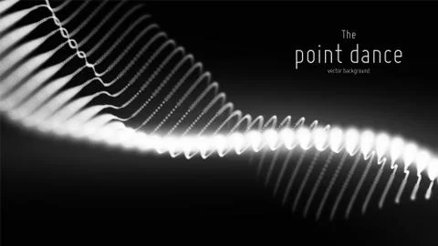 Vector abstract monochrome particle wave, points array, shallow depth of field Illustrazione stock