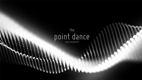 Vector abstract monochrome particle wave, points array, shallow depth of field Illustrazione stock