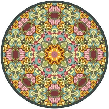 Vector abstract mosaic hand drawn mandala Illustrazione stock
