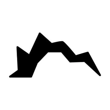 Vector abstract mountain rock black flat icon Stock Illustration