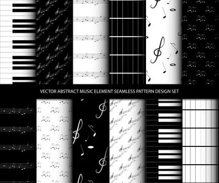 Vector abstract music element seamless pattern design set Stock Illustration