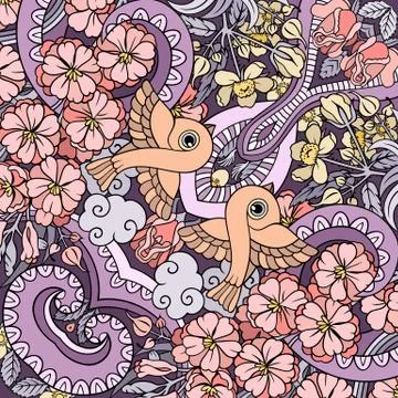 Vector abstract nature hand drawn pattern Stock Illustration