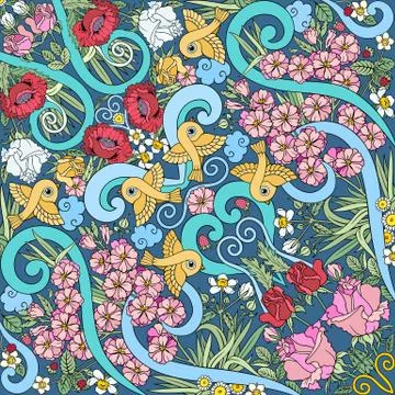 Vector abstract nature hand drawn pattern Stock Illustration