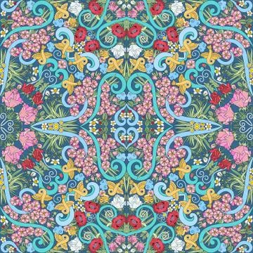 Vector abstract nature hand drawn seamless pattern Illustrazione stock