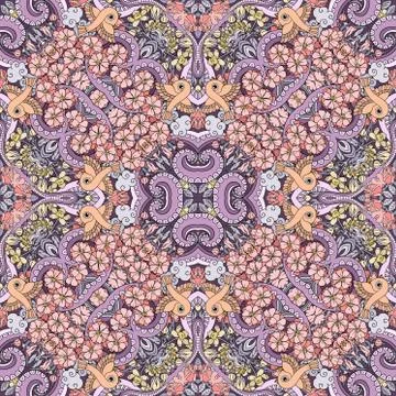 Vector abstract nature hand drawn seamless pattern Stock Illustration