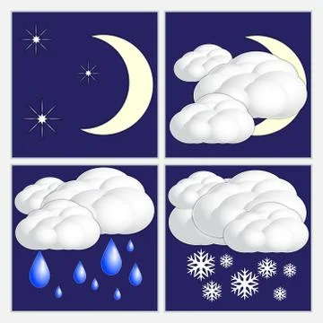 Vector abstract night  weather image set Illustrazione stock