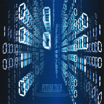Vector abstract number matrix cyberspace background Stock Illustration