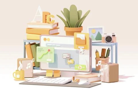 Vector abstract office workplace Stock Illustration