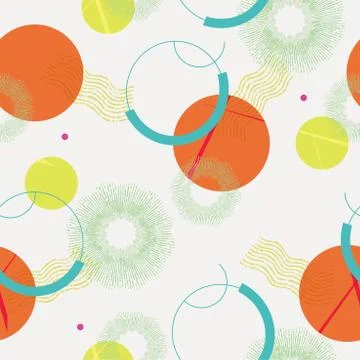 Vector abstract orange and yellow geometric and brush shapes seamless repeat pat Stock Illustration
