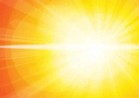 Vector : Abstract orange and yellow sunshine with len flare background Stock Illustration