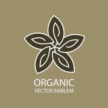 Vector abstract organic emblem, outline monogram, flower symbol Stock Illustration
