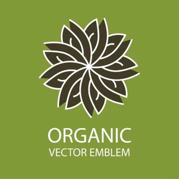 Vector abstract organic emblem, outline monogram, flower symbol Stock Illustration