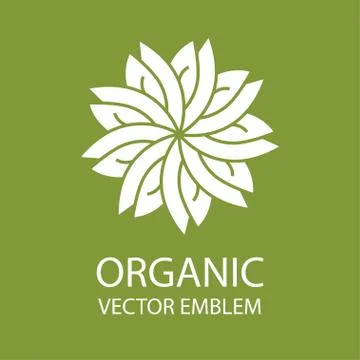 Vector abstract organic emblem, outline monogram, flower symbol Stock Illustration