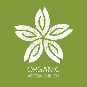 Vector abstract organic emblem, outline monogram, flower symbol Stock Illustration