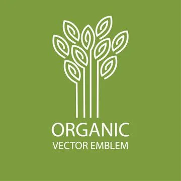 Vector abstract organic emblem, outline monogram, flower symbol Stock Illustration