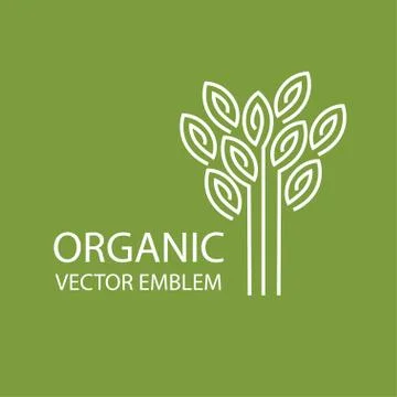 Vector abstract organic emblem, outline monogram, flower symbol Stock Illustration