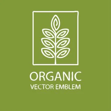 Vector abstract organic emblem, outline monogram, flower symbol Stock Illustration