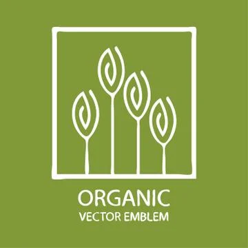Vector abstract organic emblem, outline monogram, flower symbol Stock Illustration