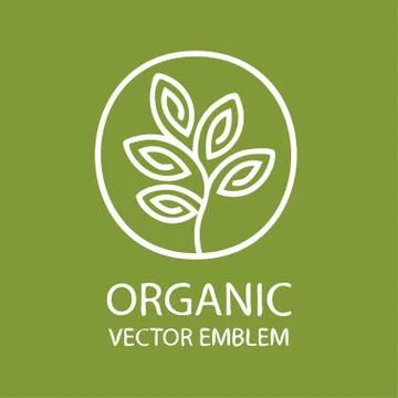 Vector abstract organic emblem, outline monogram, flower symbol, printing, stamp Stock Illustration