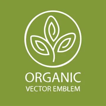 Vector abstract organic emblem, outline monogram, flower symbol, printing, stamp Stock Illustration