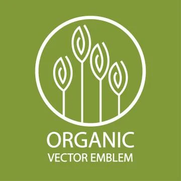 Vector abstract organic emblem, outline monogram, flower symbol, printing, stamp Stock Illustration