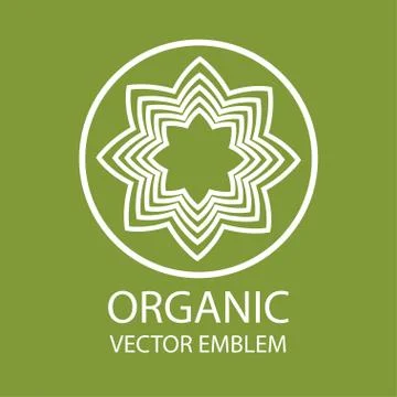 Vector abstract organic emblem, outline monogram, flower symbol, printing, stamp Stock Illustration