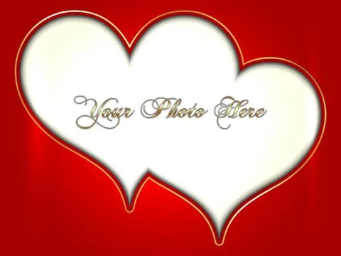 Vector abstract pair of red and golden hearts Stock Illustration