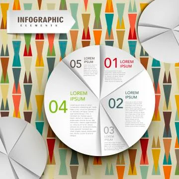 Vector abstract paper pie chart infographic elements Illustrazione stock