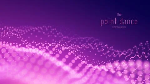 Vector abstract particle wave, points array with shallow depth of field Illustrazione stock