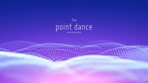 Vector abstract particle wave, points array with shallow depth of field Illustrazione stock