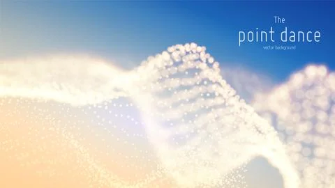 Vector abstract particle wave, points array with shallow depth of field Illustrazione stock