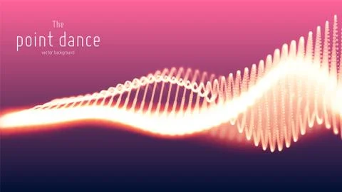Vector abstract particle wave, points array with shallow depth of field Illustrazione stock