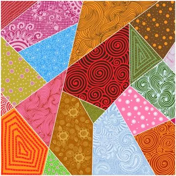 Vector abstract patchwork background. Abstract art background with swirls and 库存插图