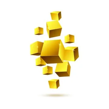 Vector abstract pattern of 3D gold cubes. Illustrazione stock