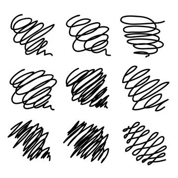 Vector abstract pen sketch random scribbles set. Scribbles vector collection. Ilustración de archivo