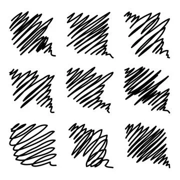 Vector abstract pen sketch random scribbles set. Hand-drawn vector collections. Stock Illustration