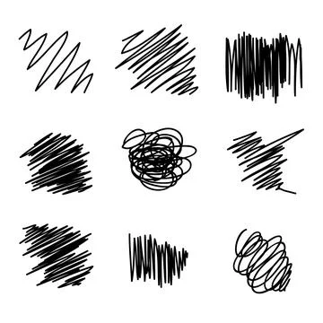 Vector abstract pen sketch random scribbles set.Vector illustration Ilustración de archivo