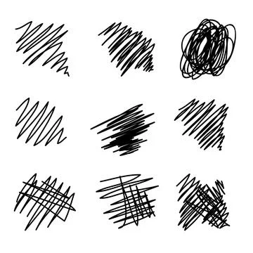 Vector abstract pen sketch random scribbles collection.Vector illustration Stock Illustration