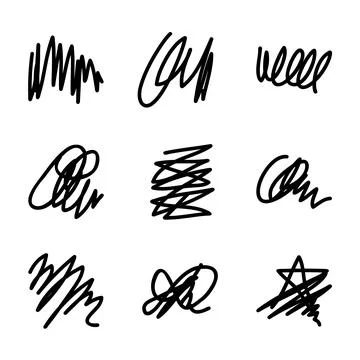 Vector abstract pen sketch random scribbles set.Vector illustration Ilustración de archivo