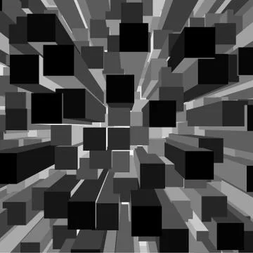 Vector abstract perspective cubes seamless pattern Stock Illustration