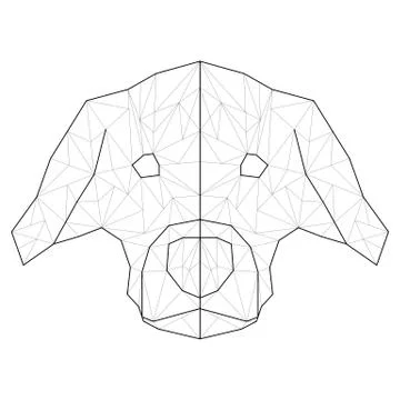 Vector. Abstract polygonal head dog. Linear geometric symbol Ilustración de archivo