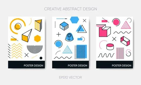Vector abstract poster design simple memphis shape Stock-Illustration