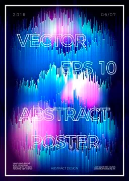 Vector abstract poster design template with glitched bright background. Illustrazione stock