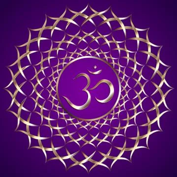 Vector abstract purple background with om mantra Stock Illustration