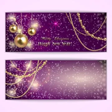 Vector abstract purple Christmas and New Year Greeting or Invitation Stock Illustration