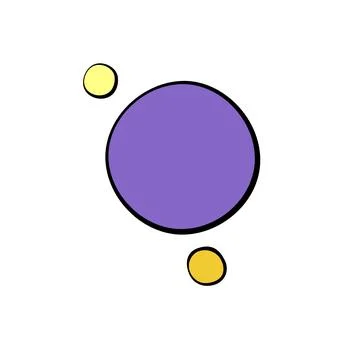 Vector abstract purple planet with two satellites. The planetary system. Thre Stock Illustration
