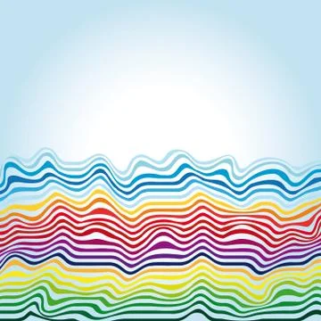 Vector abstract rainbow waves on a blue background Stock Illustration