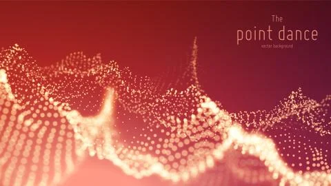 Vector abstract red particle wave, points array, shallow depth of field Stock Illustration